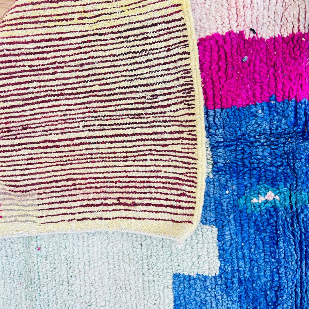 Vintage Moroccan rug handmade from abstract Berber wool design, 246x158 cm
