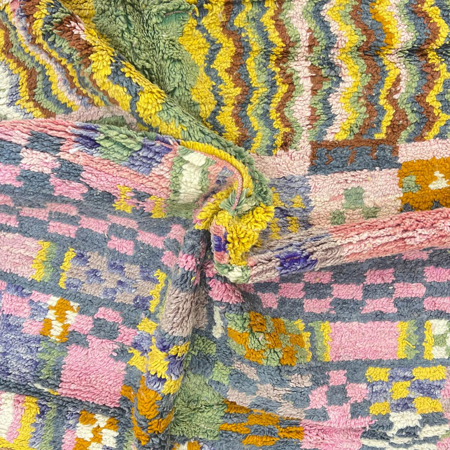Vintage Moroccan wool rug with colorful abstract geometric and tribal patterns