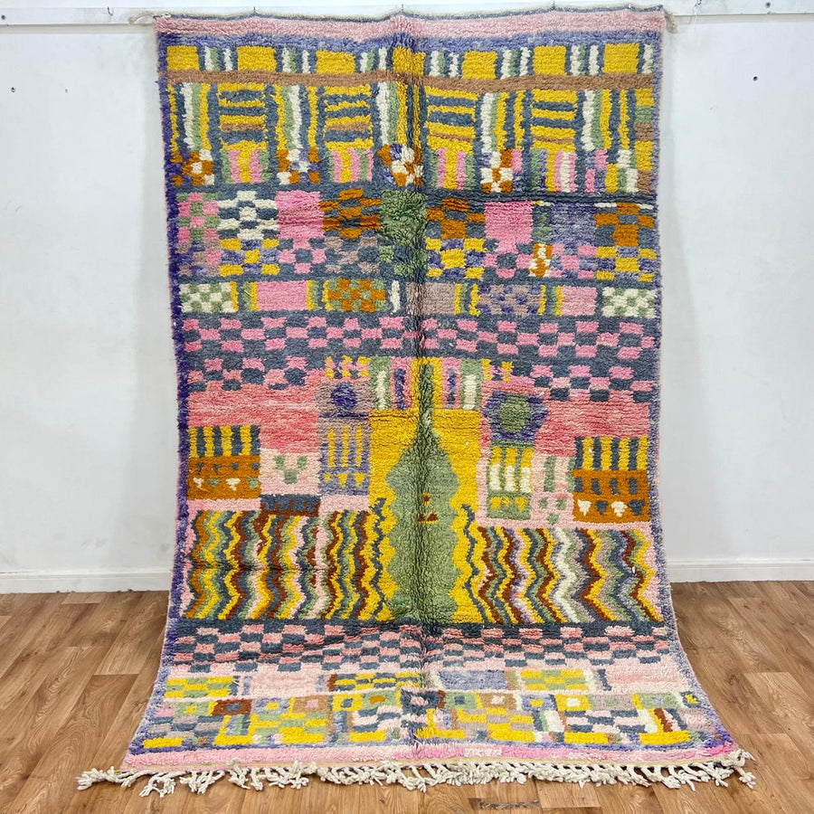 Vintage Moroccan wool rug with colorful abstract geometric and tribal patterns