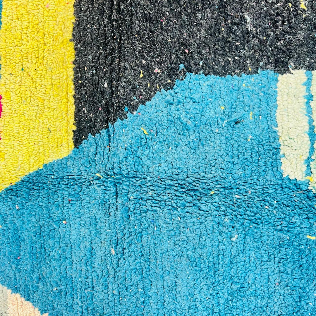 Vintage Moroccan rug handmade from abstract Berber wool design, 246x158 cm