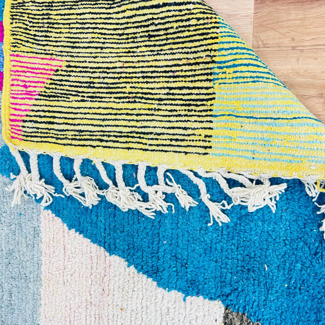 Vintage Moroccan rug handmade from abstract Berber wool design, 246x158 cm