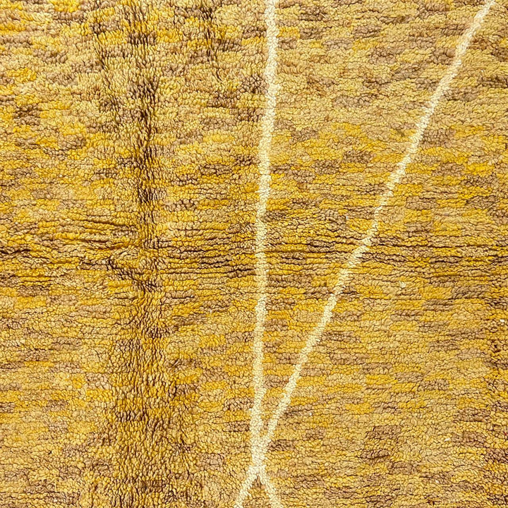 Vintage Moroccan wool rug with mustard color and Berber symbols, 313x210 cm