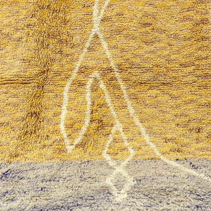 Vintage Moroccan wool rug with mustard color and Berber symbols, 313x210 cm