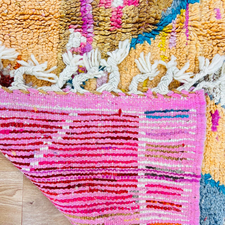 Vintage Moroccan wool rug 718 – handmade colorful Berber wool carpet 250 × 166 cm (8.2 × 5.44 ft).