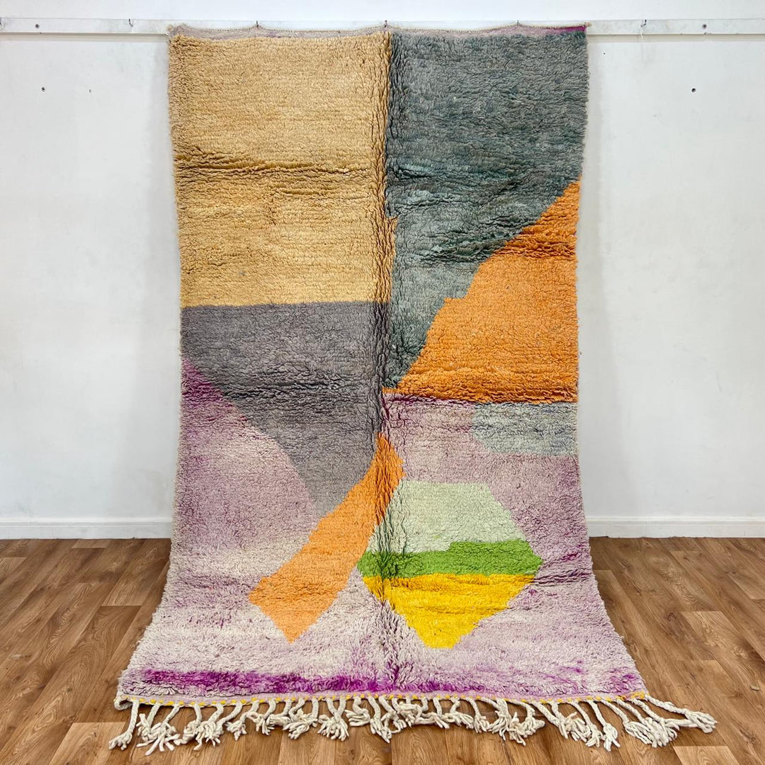 Vintage Moroccan wool rug 767 – handmade abstract modern Berber wool carpet 266 × 152 cm (8.72 × 4.98 ft).