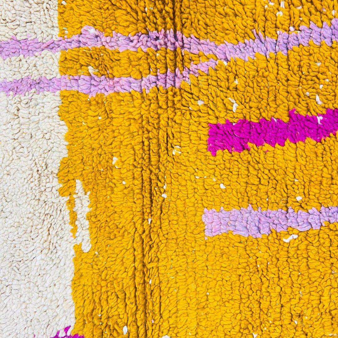 Vintage Moroccan wool rug 367 – handmade orange pink abstract Berber wool carpet 266 × 165 cm (8.72 × 5.41 ft).