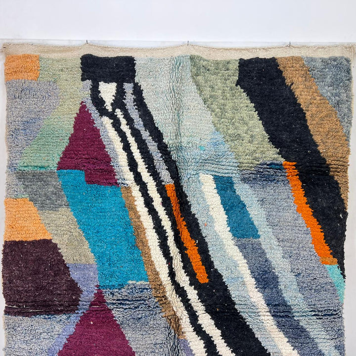 Vintage Moroccan wool rug 771 – handmade abstract geometric Berber wool carpet 243 × 166 cm (7.97 × 5.44 ft).