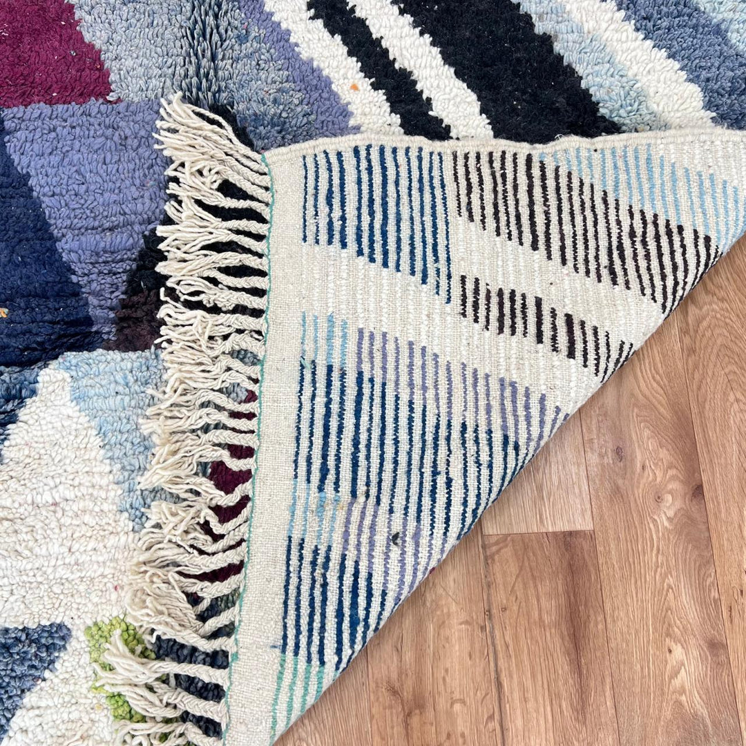 Vintage Moroccan wool rug 771 – handmade abstract geometric Berber wool carpet 243 × 166 cm (7.97 × 5.44 ft).