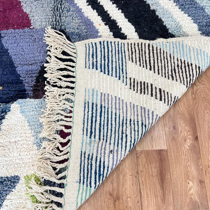 Vintage Moroccan wool rug 771 – handmade abstract geometric Berber wool carpet 243 × 166 cm (7.97 × 5.44 ft).