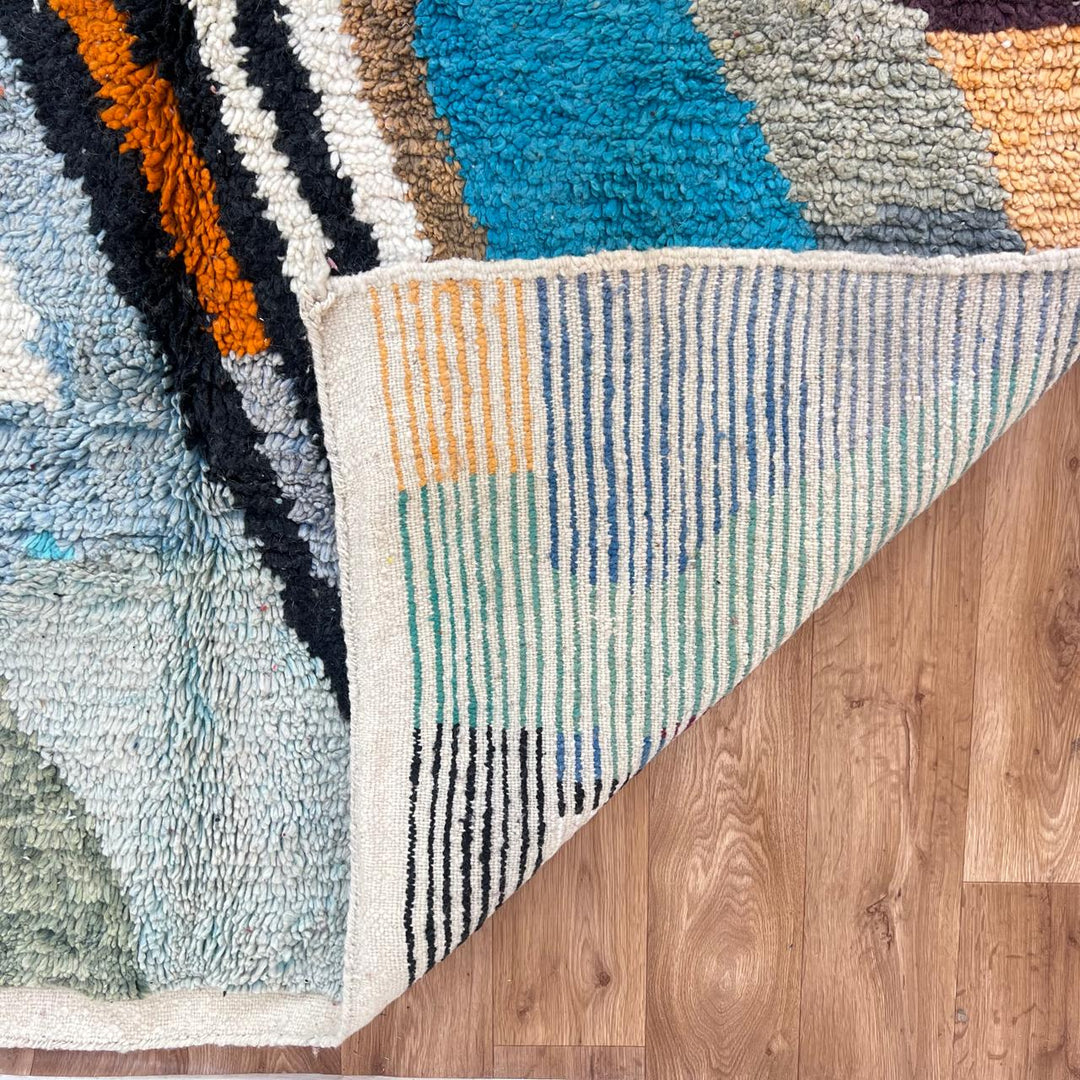 Vintage Moroccan wool rug 771 – handmade abstract geometric Berber wool carpet 243 × 166 cm (7.97 × 5.44 ft).