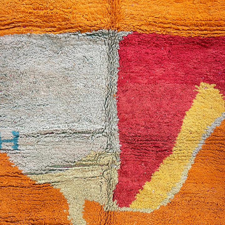 Vintage orange Moroccan Berber rug with abstract color blocks 263x155 cm