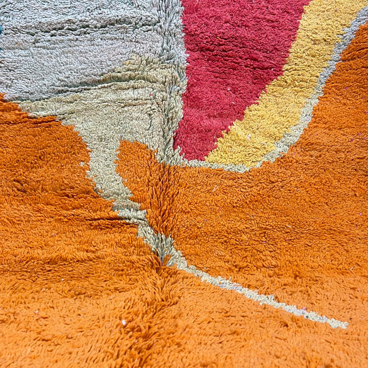 Vintage orange Moroccan Berber rug with abstract color blocks 263x155 cm