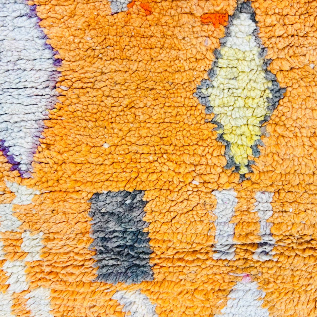 Vintage Moroccan Shag Rug – Orange and Multicolor Tribal Design