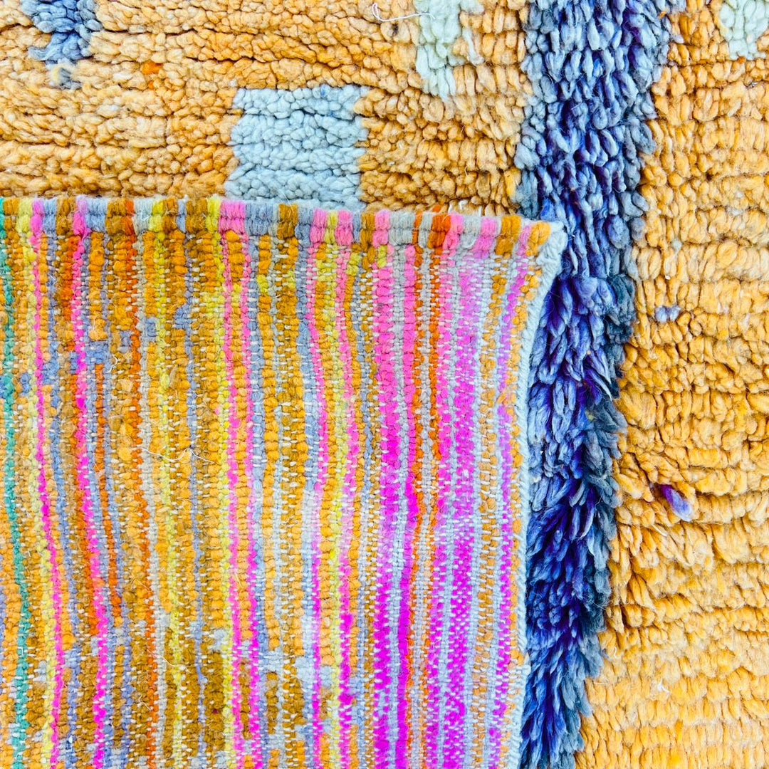 Vintage Moroccan Shag Rug – Orange and Multicolor Tribal Design