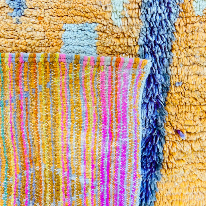 Vintage Moroccan Shag Rug – Orange and Multicolor Tribal Design