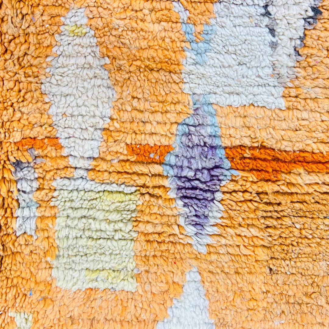 Vintage Moroccan Shag Rug – Orange and Multicolor Tribal Design