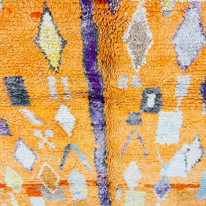 Vintage Moroccan Shag Rug – Orange and Multicolor Tribal Design