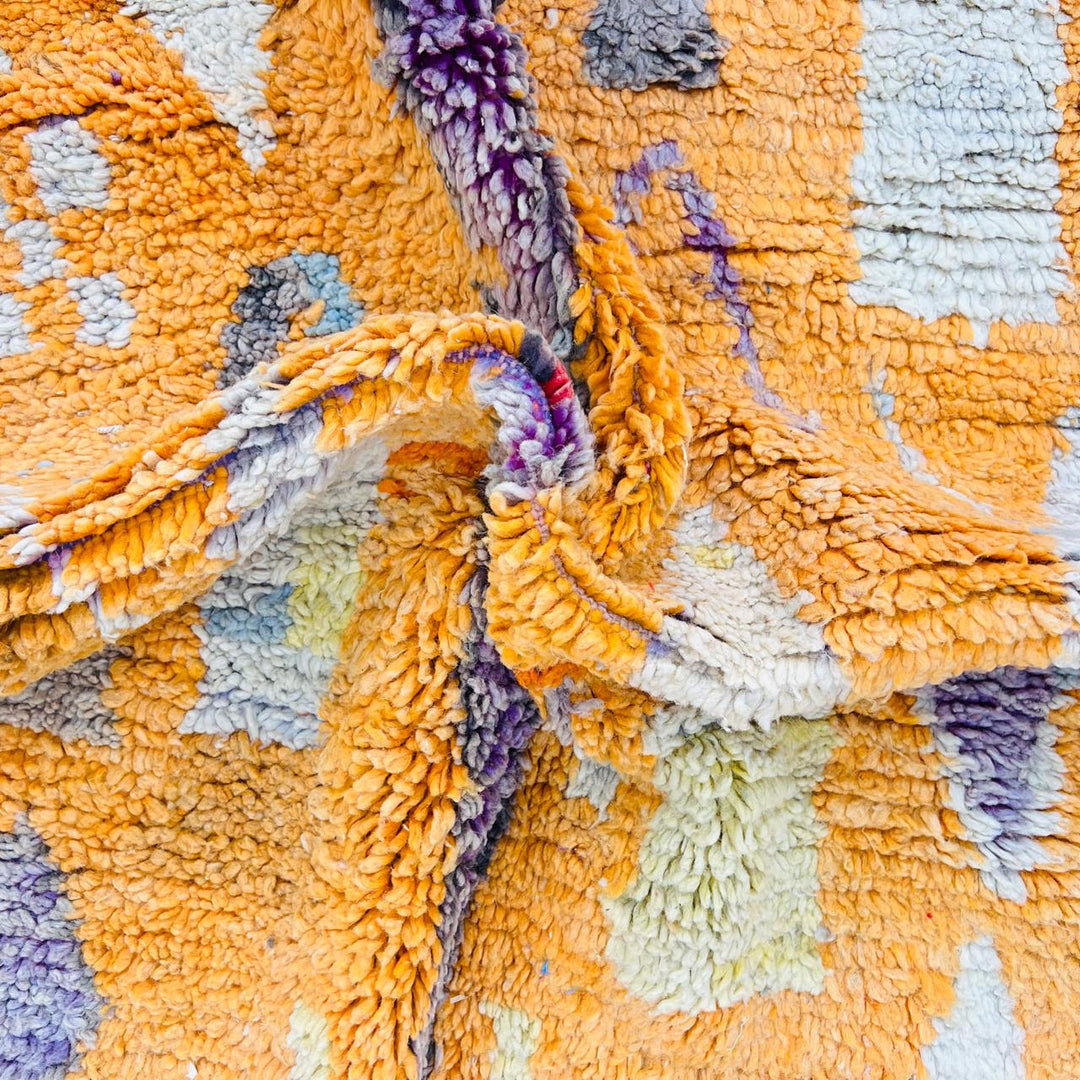 Vintage Moroccan Shag Rug – Orange and Multicolor Tribal Design