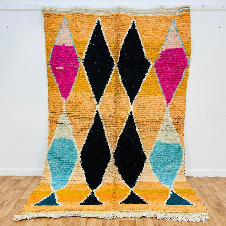 Vintage Moroccan Diamond Rug – Orange Wool Berber Carpet