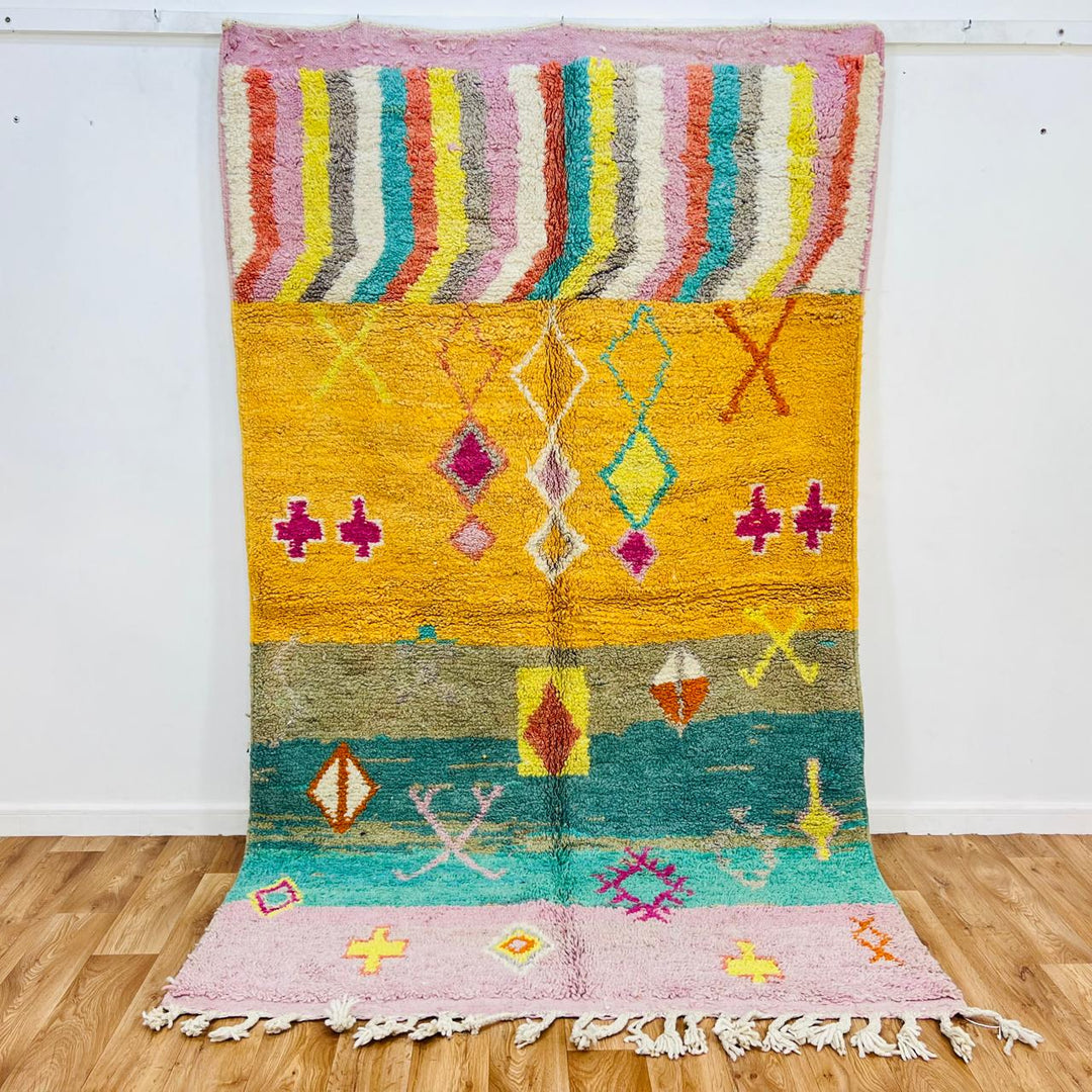 Vintage Moroccan Rug – Colorful Geometric Berber Wool Carpet