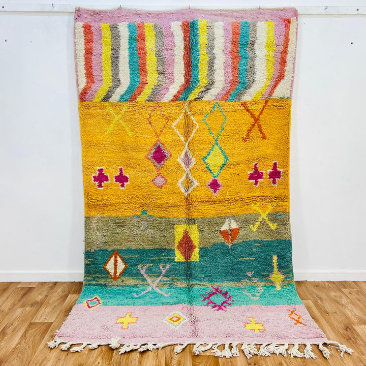 Vintage Moroccan Rug – Colorful Geometric Berber Wool Carpet