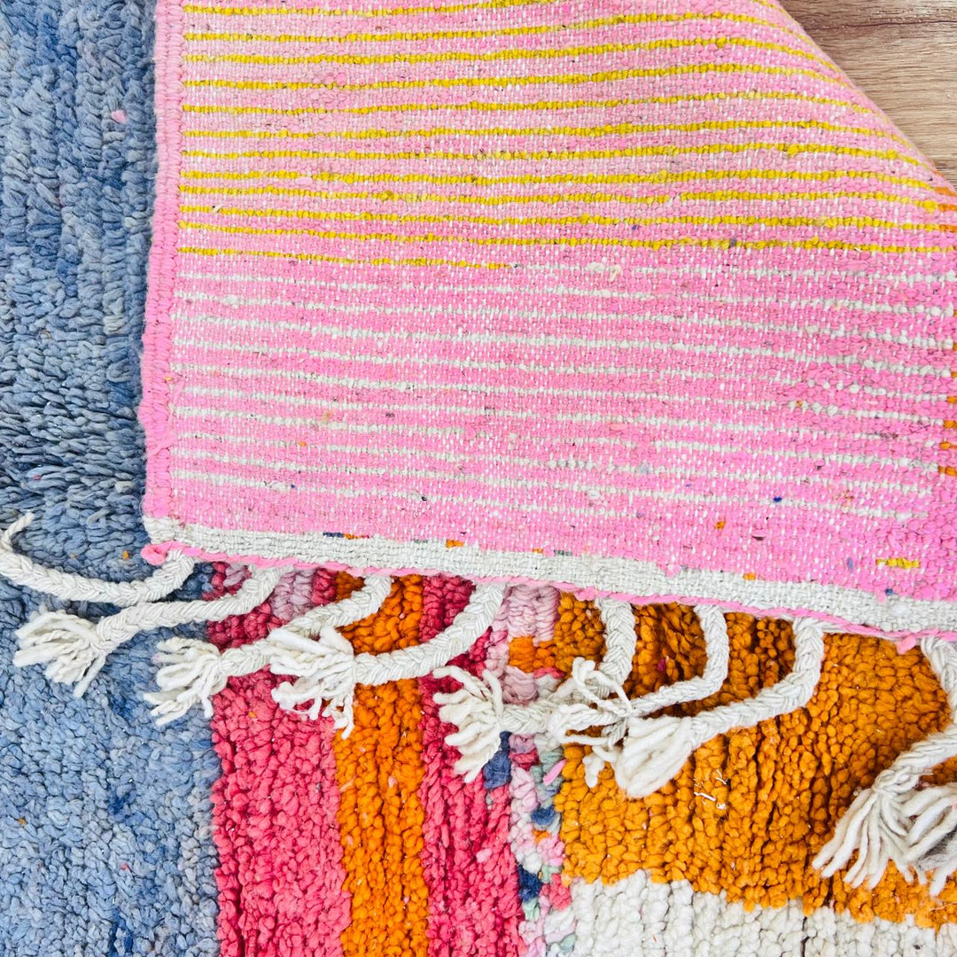 Vintage Moroccan Area Rug – Bold Colorful Wool Carpet