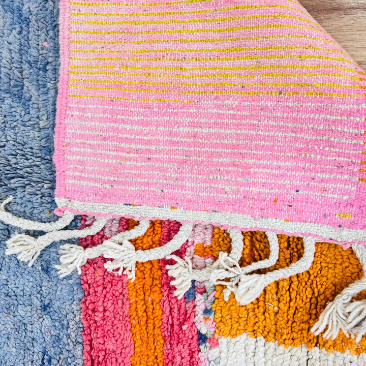 Vintage Moroccan Area Rug – Bold Colorful Wool Carpet