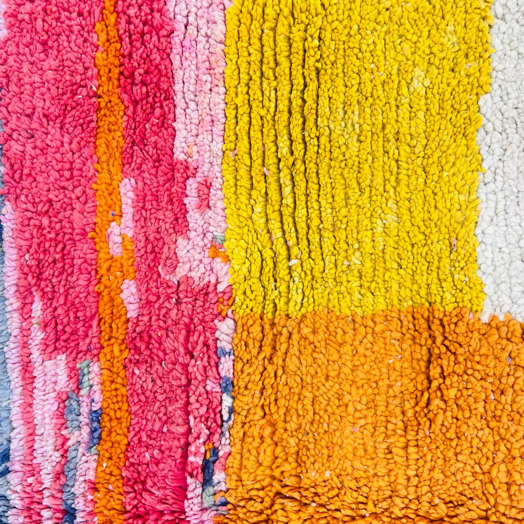 Vintage Moroccan Area Rug – Bold Colorful Wool Carpet