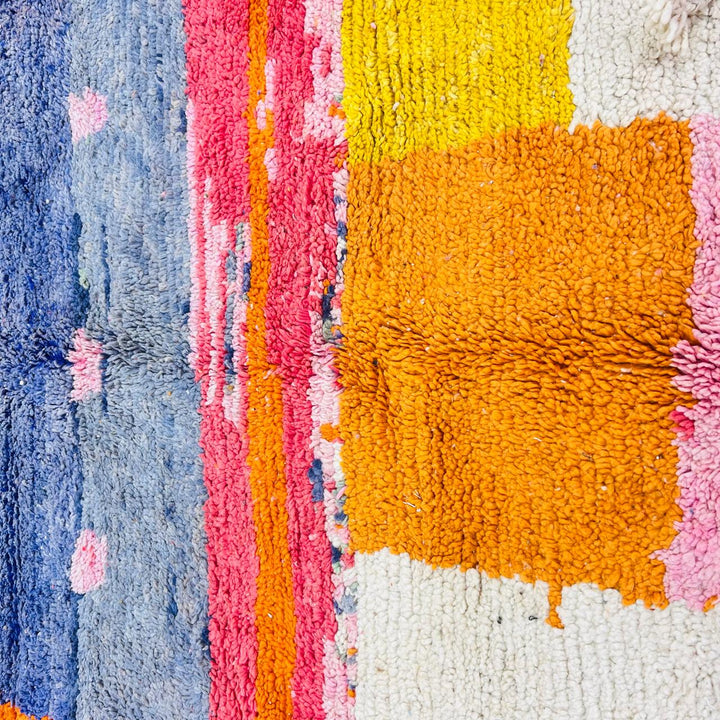Vintage Moroccan Area Rug – Bold Colorful Wool Carpet