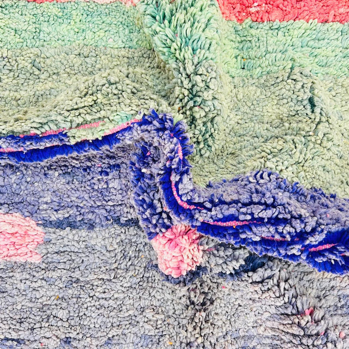 Vintage Moroccan Area Rug – Bold Colorful Wool Carpet