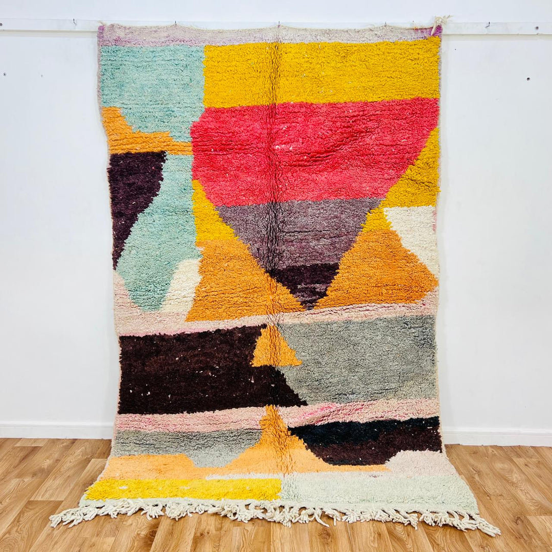 Vintage Moroccan Rug – Earth Tone Geometric Wool Carpet