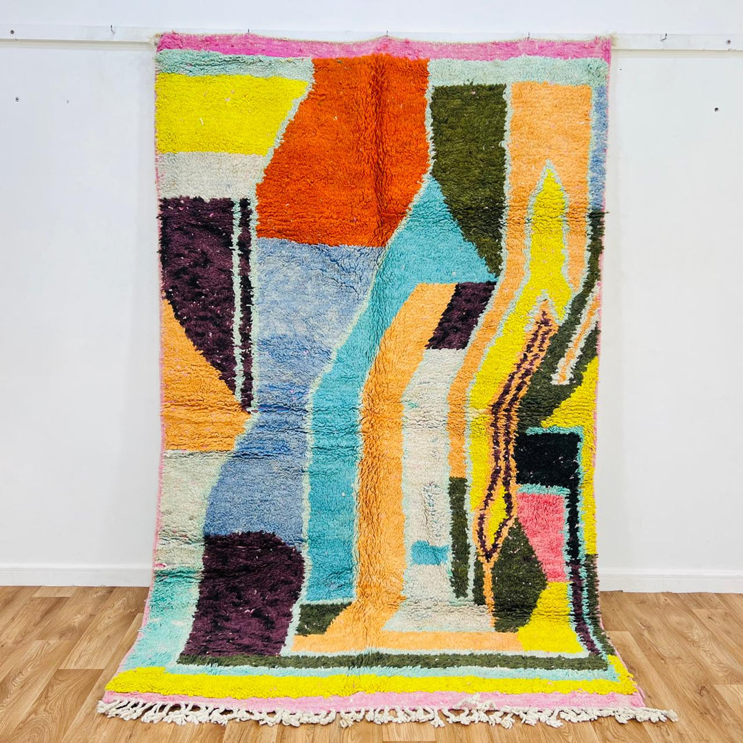 Vintage Moroccan Rug – Abstract Multicolor Berber Wool Carpet