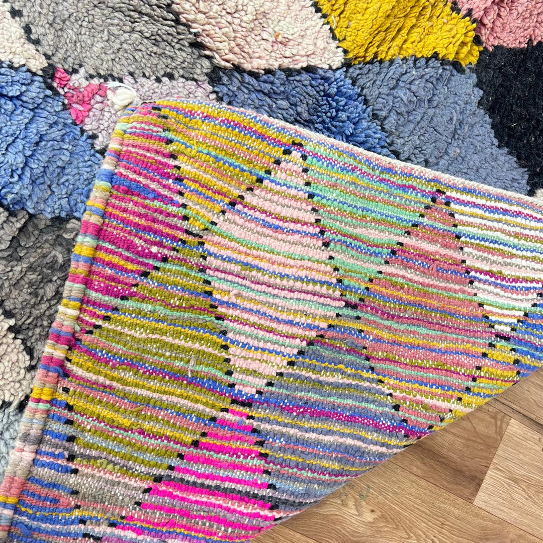 Vintage Moroccan wool rug 740 – handmade multicolor diamond Berber wool carpet 270 × 170 cm (8.85 × 5.57 ft)