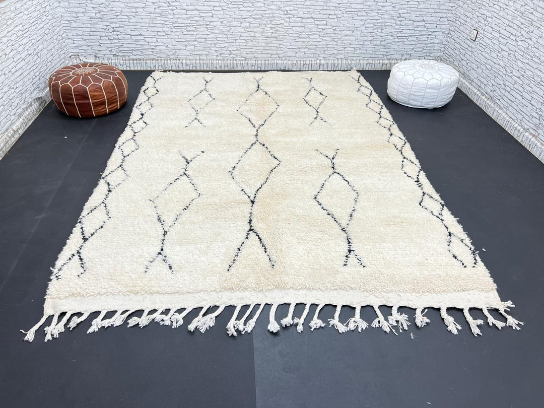 Cream Beni Ourain Moroccan Wool Rug – Handmade Berber Carpet