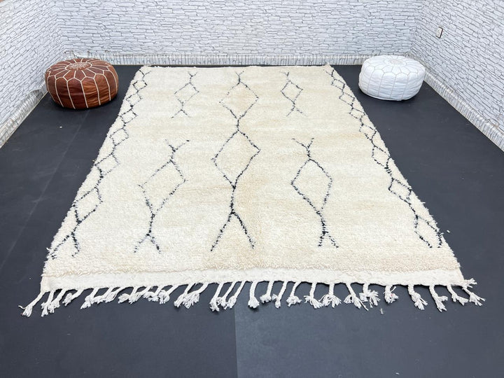 Cream Beni Ourain Moroccan Wool Rug – Handmade Berber Carpet