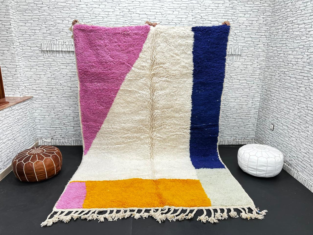 Colorful Abstract Moroccan Wool Rug – Handmade Modern Art Carpet