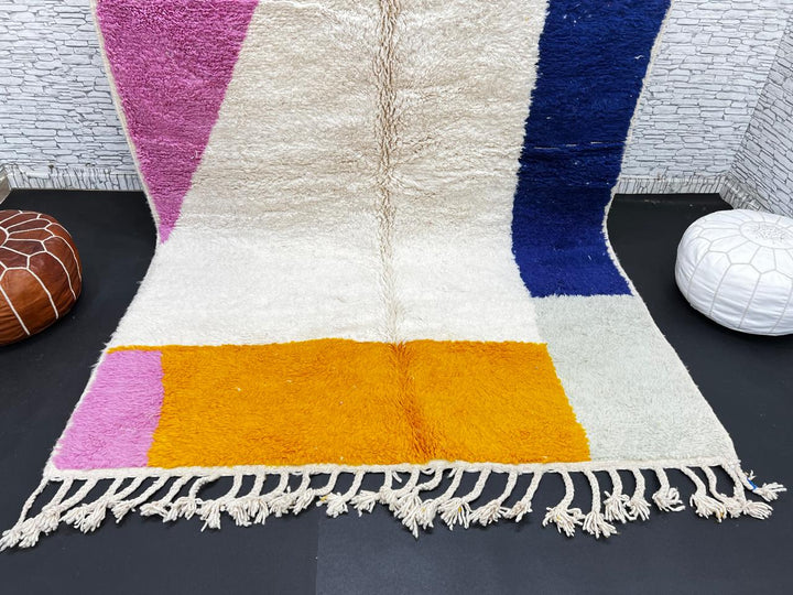 Colorful Abstract Moroccan Wool Rug – Handmade Modern Art Carpet