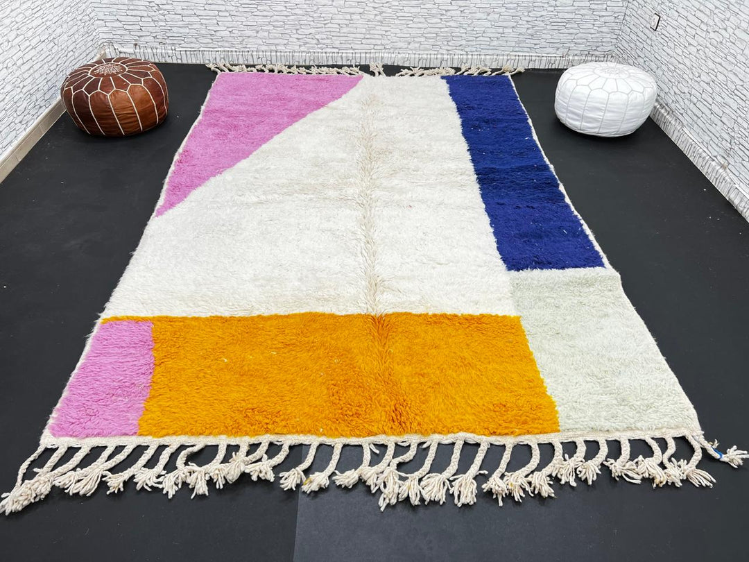 Colorful Abstract Moroccan Wool Rug – Handmade Modern Art Carpet