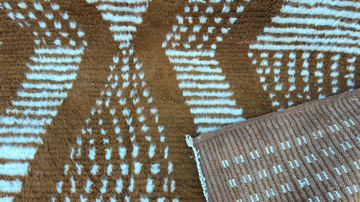 Custom Brown & Cream Moroccan Shag Rug – Handmade Wool