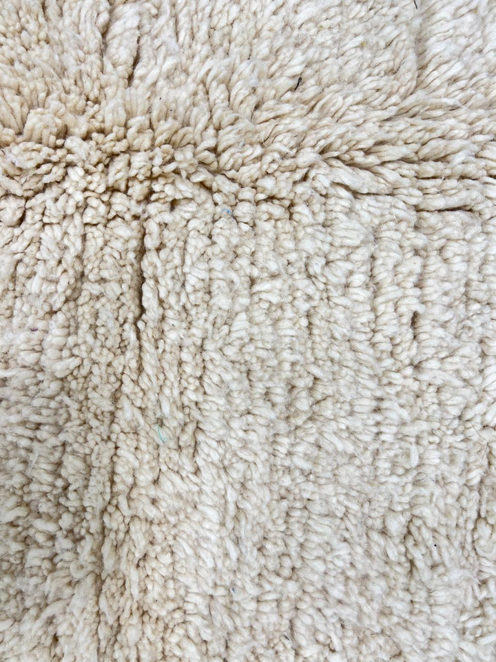 Handmade white Moroccan wool runner rug with minimalist design