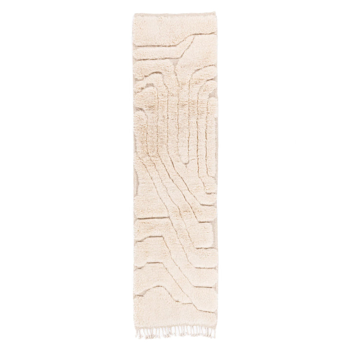 White Moroccan Wool Runner Rug – Handwoven
