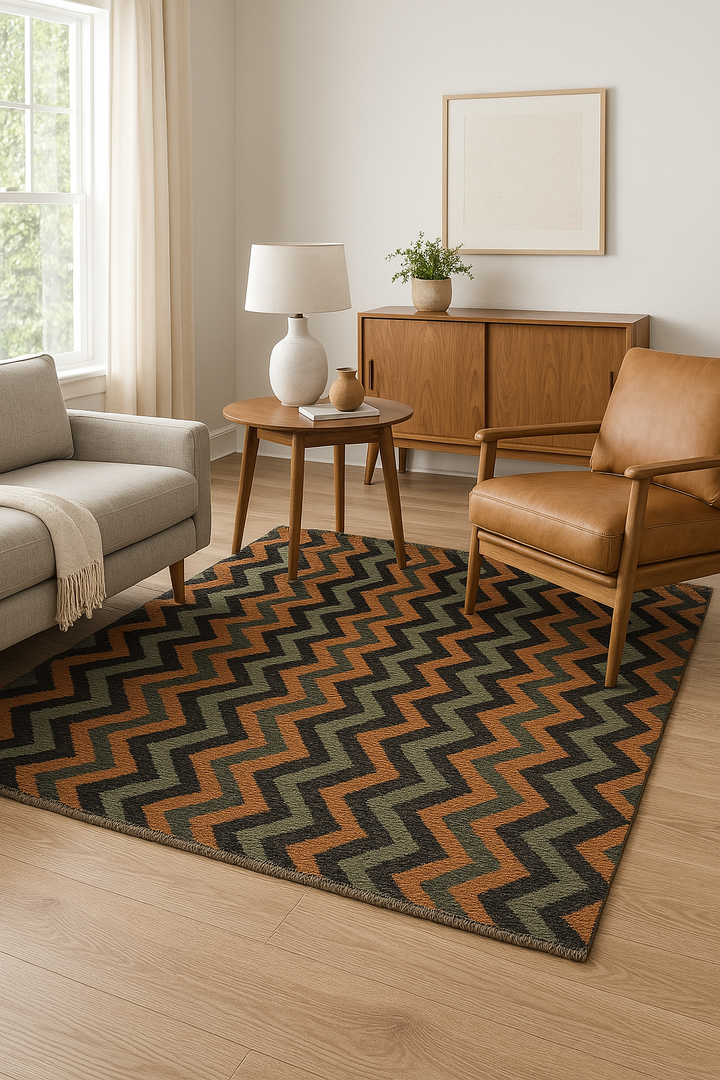 Zigzag Moroccan Rug in Earth Tones – Handmade Wool