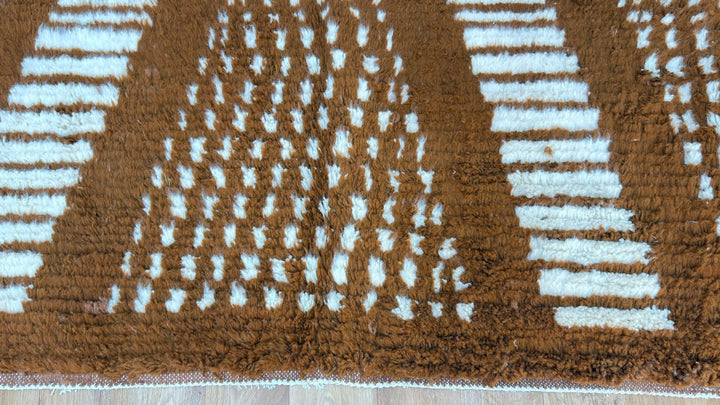 Custom Brown & Cream Moroccan Shag Rug – Handmade Wool