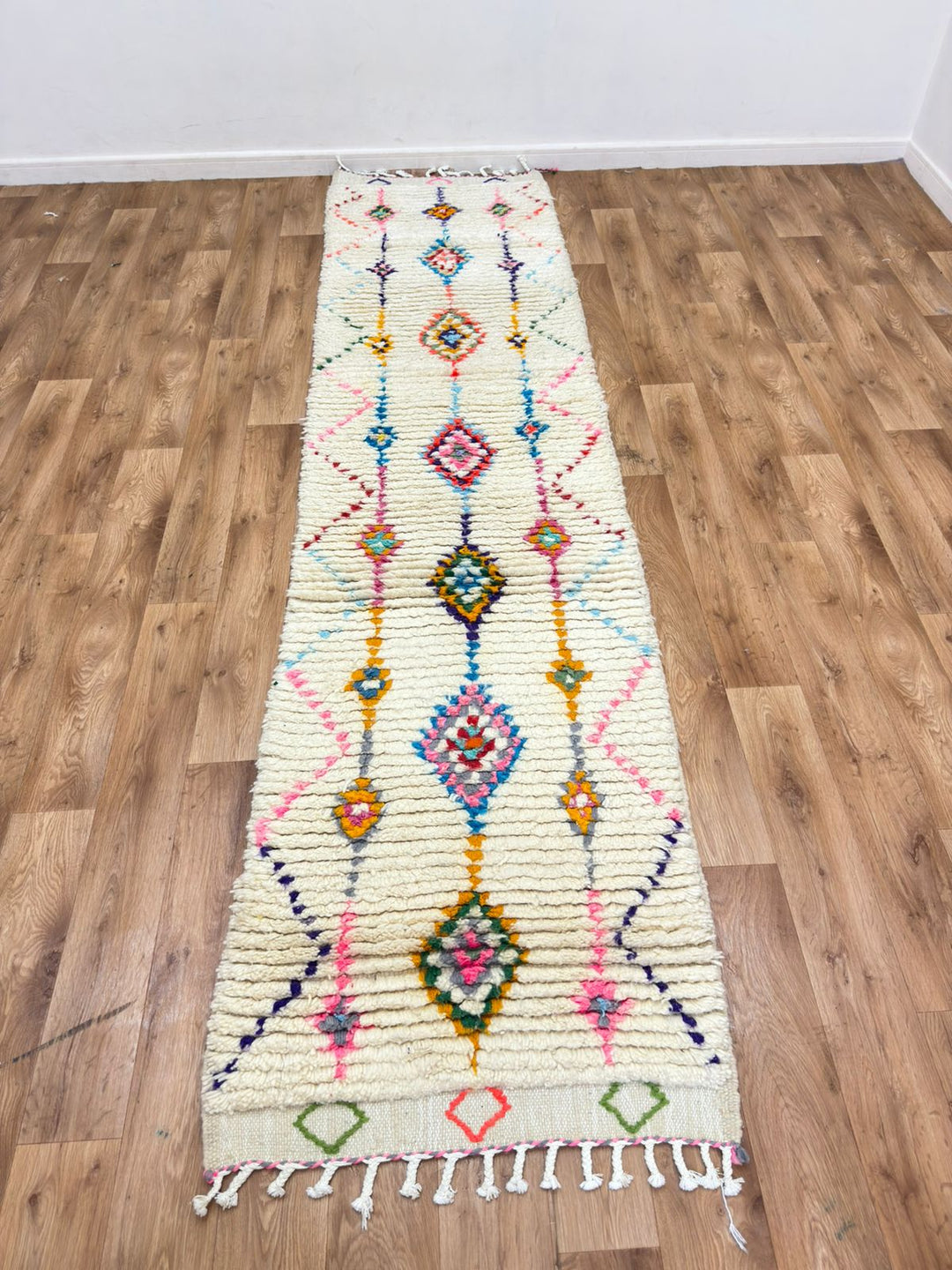 Colorful Moroccan Runner Rug – Handwoven Berber Wool Carpet
