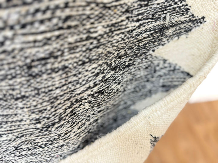Flatweave Moroccan Rug – Dark Grey &amp; Cream moroccan kilim rugs