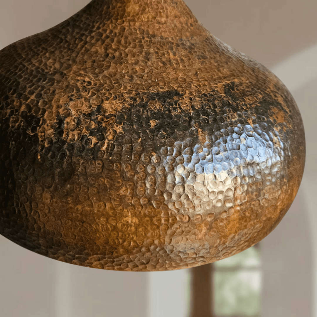 Handcrafted Aged Copper Dome Pendant Light – Hammered Rustic Ceiling Lamp
