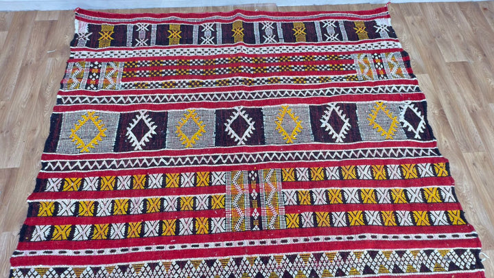 Custom Red Moroccan Kilim Rug – Handmade Flatweave Wool Carpet