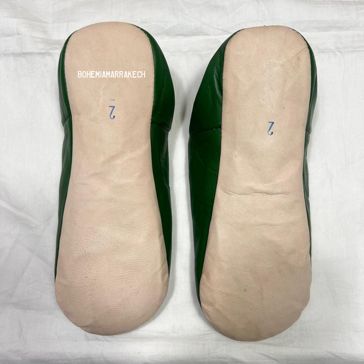 Minimalist Green Moroccan babouche slippers made from genuine leather