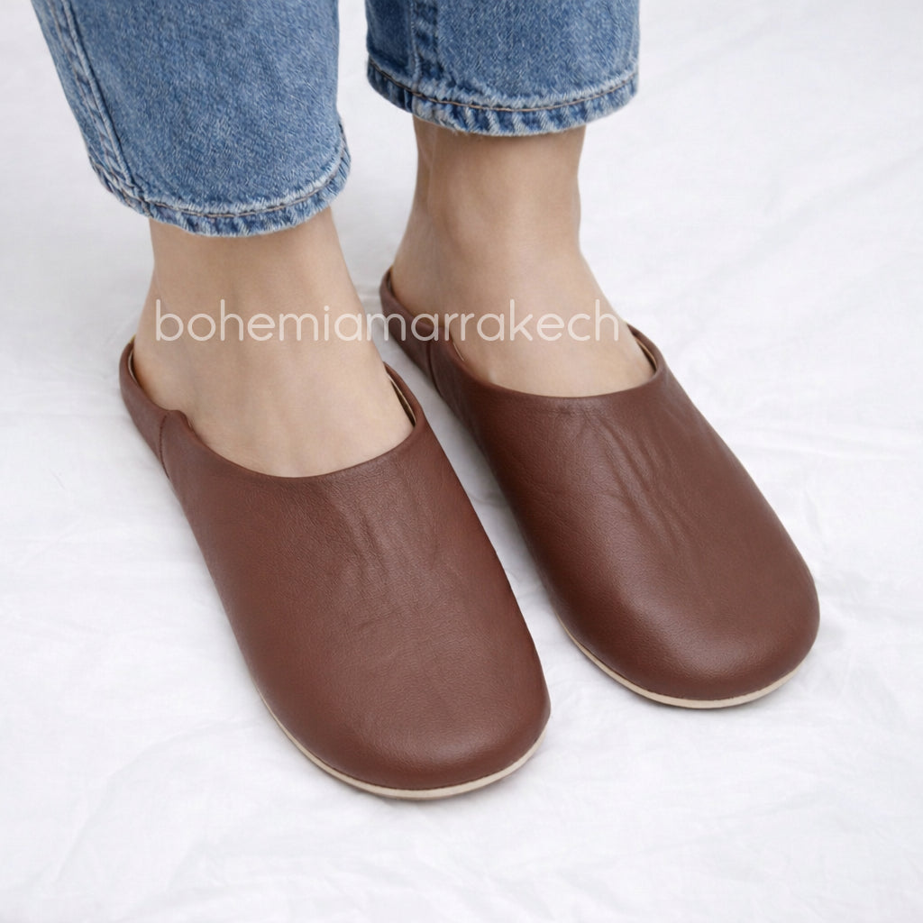 Authentic handmade leather babouche slippers from Morocco