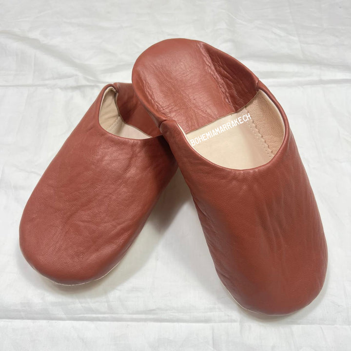 Minimalist Light Brown Moroccan babouche slippers made from genuine leather